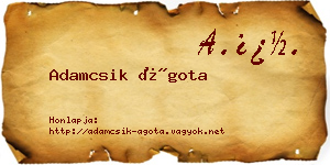 Adamcsik Ágota névjegykártya